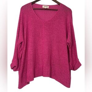 ADORA Pink Open Knit Sweater Boxy Loose Fit Oversized Slouchy Summer Sweater